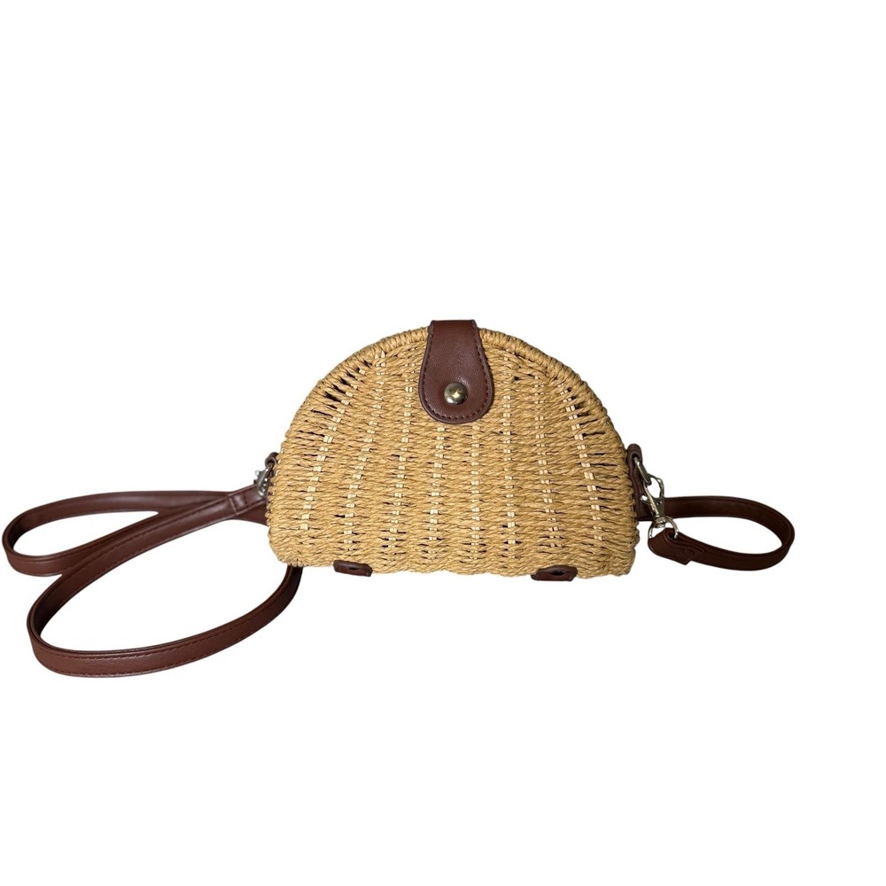 White House Black Market Crossbody Bag Womens Small Tan Excellent Woven‎ Straw